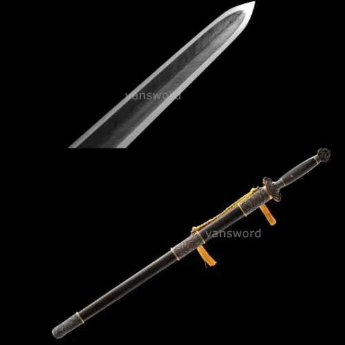 Hand Forged Chinese Jian Laminated Feather Grain Folded Steel Sharp