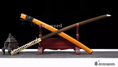 Clay tempered T10 steel Katana Japanese full tangNinjato Shirasaya Sword sharp.