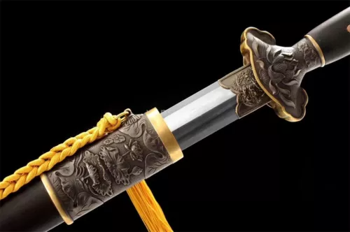 Hand Forged Chinese Jian Laminated Feather Grain Folded Steel Sharp
