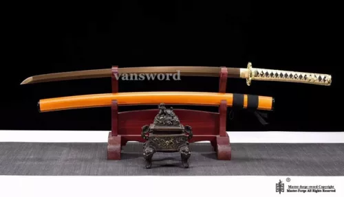 Clay tempered T10 steel Katana Japanese full tangNinjato Shirasaya Sword sharp.