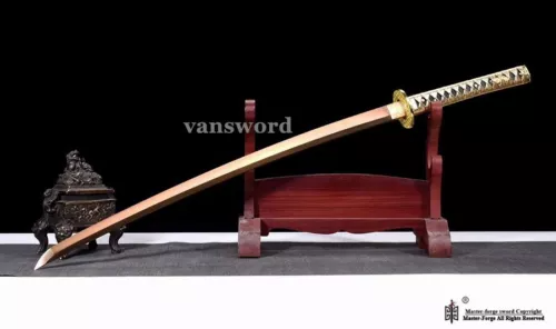 Clay tempered T10 steel Katana Japanese full tangNinjato Shirasaya Sword sharp.