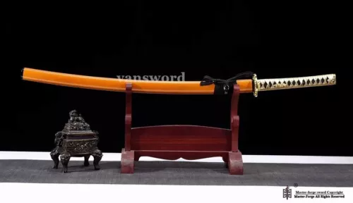 Clay tempered T10 steel Katana Japanese full tangNinjato Shirasaya Sword sharp.