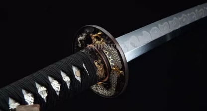 T10 Steel Rael Hamon Japanese Katana Samurai Sword Handmade With Dragon Tsuba.