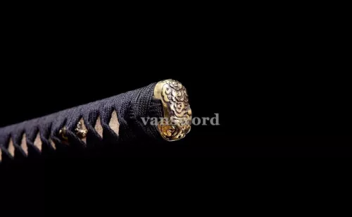 Japanese Katana 1095 Carbon Steel Samurai Battle ReadySword Sharp Brass Tusba.