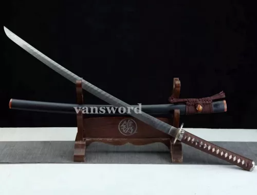 Damascus Folded Steel Japanese Katana Samurai Sword Full Tang Battle Ready Sharp