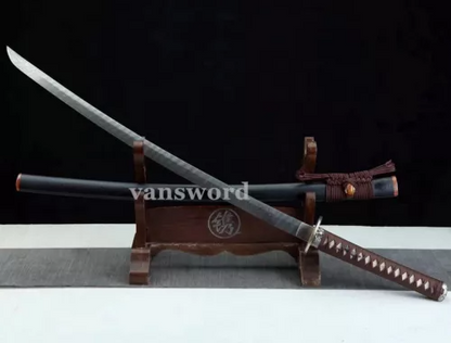 Damascus Folded Steel Japanese Katana Samurai Sword Full Tang Battle Ready Sharp