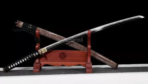 Kobuse Clay Temper Japanese Samurai Katana Polish Sword Full Rayskin Saya 60HRC