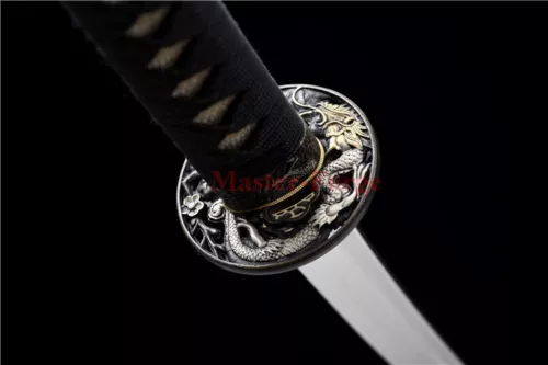 Japanese Real Sword Handmade Damascus Steel Copper Saya With OX Horn Handle