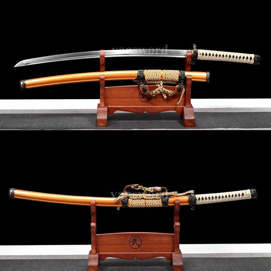 Hand Forge 9260 spring steel Japanese Samurai Tachi sword battle ready Golden