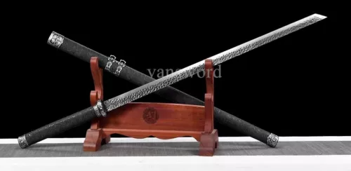 High Carbon Steel Chinese Tang Dynasty Dao Hand Forge Sharp With Black Saya.