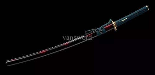 Katana High Quality Damascus Folded Steel Japanese Samurai Sword Sharp Red Saya.