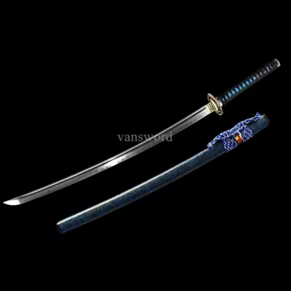 Folded Steel Clay Tempered Japanese Samurai Katana Sword Sharp With Copper Tsuba