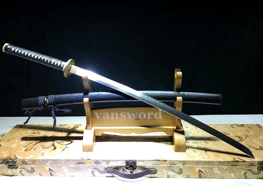 Clay Tempered Folded Steel Katana Japanese Samurai Sword Clay Tempered Sharp.