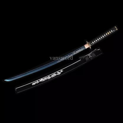 1095 High Carbon Steel Japanese Katana Sword Real Samurai Sharp With Blue Blade.