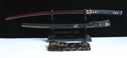 Hand Forged Folded Red Damascus Steel Blade Japanese Samurai Katana Sword Real