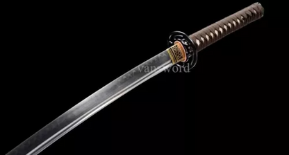 Japanese Katana T10 Steel Clay Tempered Real Hamon Sword With Brown Scabbard NEW