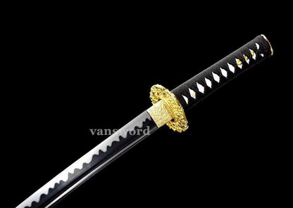 1095 Carbon Steel Japanese Wakizashi Sword Sharp With Black Blade Alloy Tusba.