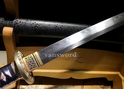 Clay Tempered Folded Steel Katana Japanese Samurai Sword Clay Tempered Sharp.