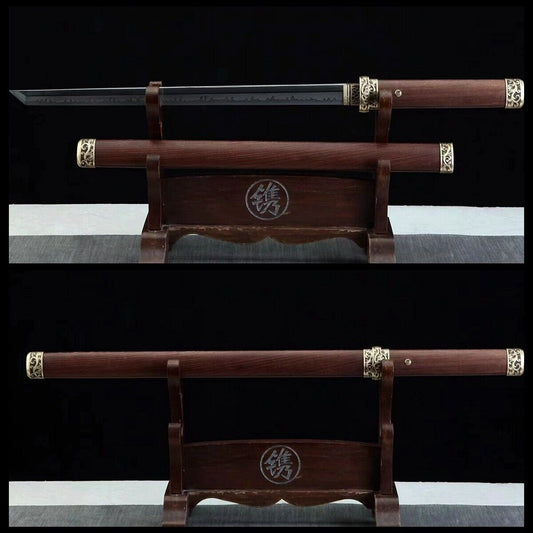 Clay Tempered T10 Steel Chinese Tang Dynasty Dao Sword Rosewood Saya Sharp .