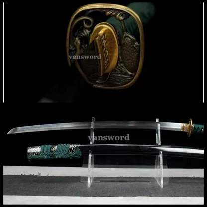 Damascus Folded Steel Clay Tempered Hand Polishing Japanese Katana Samurai Sword