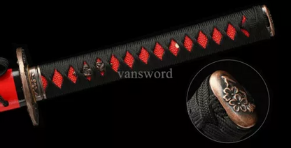 Handmade T10 Clay Tempered Japanese Samurai Real Hamon Sword Sharp.