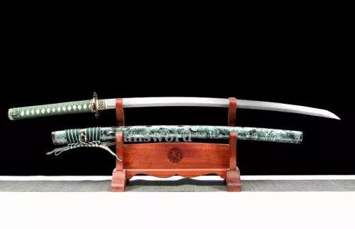 Hand Forged Sharp Folded Steel Japanese Samurai Katana Sword Full Tang Green