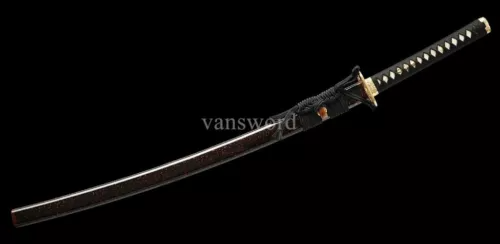 Japanese Katana Hand Forged Damascus Steel Samurai Real Sword With Copper Tsuba.