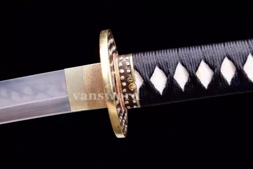 T10 Steel Clay Tempered Real Real Katana Full Tang Japanese Samurai Sword Sharp.