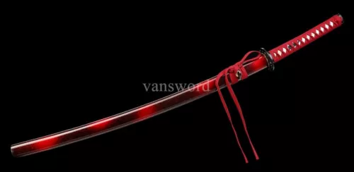 Handmade Japanese Katana 1095 High Carbon Steel Blade Samurai With Red Scabbard.