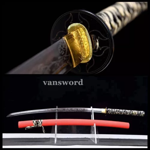 Handmade 9260 Spring Steel Japanese Samurai Sword Real Weapons Full Tang PU Saya