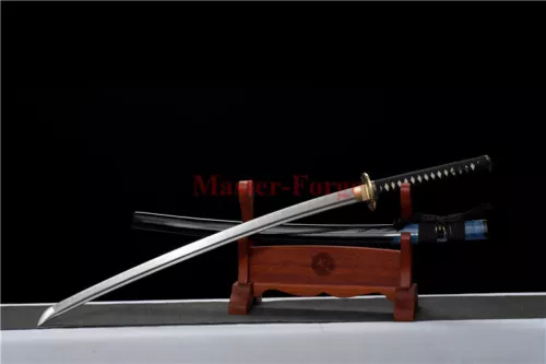 Full Tang Japanese Samurai Katana Sword Clay Tempered Folded Steel Sharp