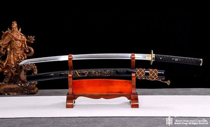 clay tempered differential hardened T10 steel japanese Katana sword Dragon saya.