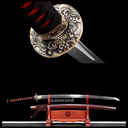 T10 steel Clay Tempered Real Japanese Katana Samurai Battle Sharp Ready Sword.