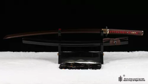 Hand Forge Red Folded Steel Full Tang Blade Japanese Katana Samurai Real Sword.