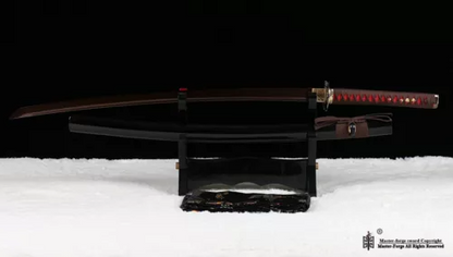 Hand Forge Red Folded Steel Full Tang Blade Japanese Katana Samurai Real Sword.