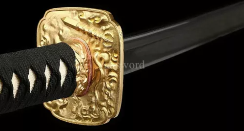 Japanese Katana Hand Forged Damascus Steel Samurai Real Sword With Copper Tsuba.