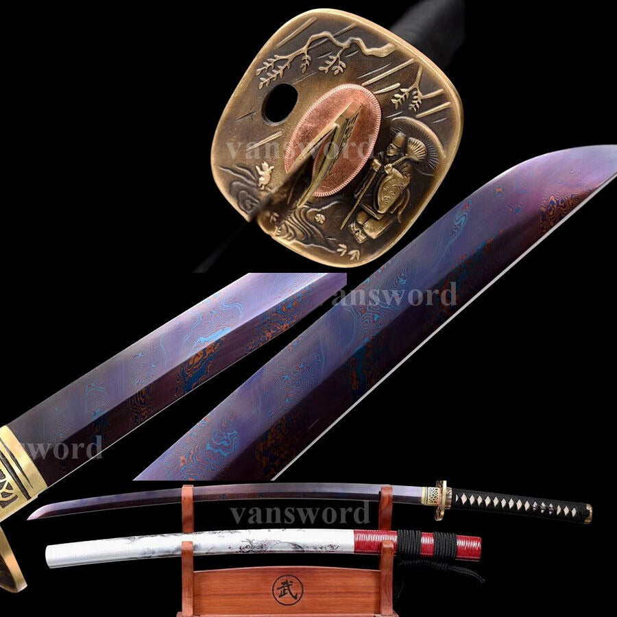 High Quality Purple Folded Steel Japanese Samurai Katana Sword Full Tang Sharp