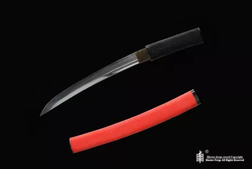 T10 Clay Tempered Japanese TantoSamurai Sword Mini Knife Red Rayskin Wrapping