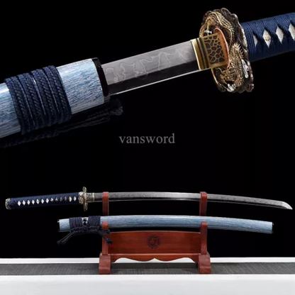 Handmade Japanese Katana T10 Steel Rael Hamon Samurai Sword With Copper Tsuba