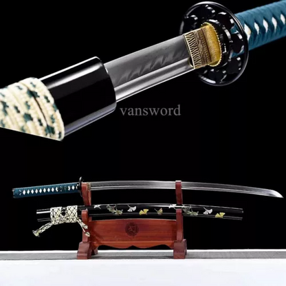 T10 Steel Clay Tempered Real Hamon Japanese Katana Sword Hand-painted Black Saya