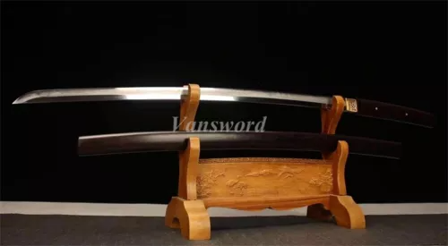 Hand Forged Japanese Shirasaya Sword Clay Tempered T10 Steel Battle Ready Sharp