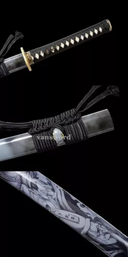 Katana Samurai Sword T10 Carbon Steel Clay Tempered Real Hamon Sharp Japanese