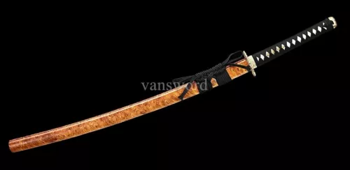 Damascus Folded Steel Japanese Katana Samurai Sword Sharp With Golden Blade.