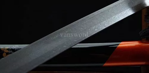 Japanese Katana Honsanmai Damascus Steel Samurai Sword With Hand-painted Saya.