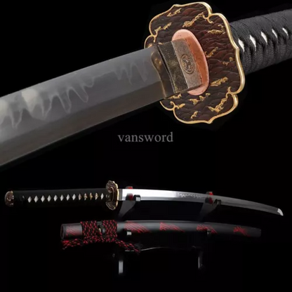 T10 Steel Clay Tempered Real Japanese Katana Samurai Battle Real Hamon Blade HOT