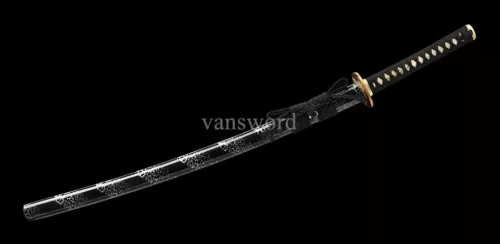 Handmade 1095 High Carbon Steel Japanese Katana Samurai Sword Black Scabbard.