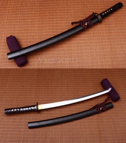 L6 Clay Tempered Handmade Japanese Wakizashi Samurai Sword Sharp Hadori Polish