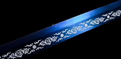 1095 High Carbon Steel Chinese Dao Sword Blue Blade Real Battle Ready Sharp.