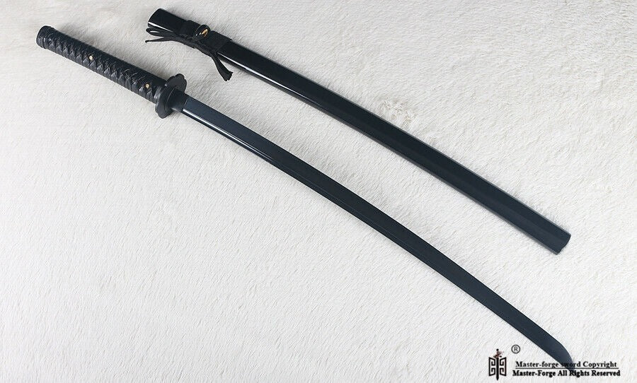 Battle ready black high carbon steel japanese Katana sword full tang sharp blade