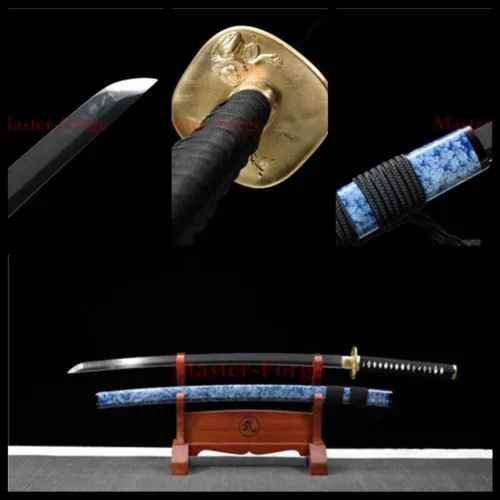 Japanese T10 Clay Tempered Katana Choji Hamon Samurai Sword Full Tang Sharp